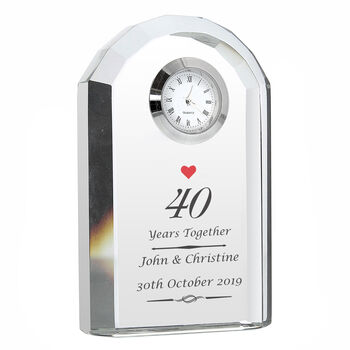 Personalised Ruby Wedding Anniversary Crystal Clock, 2 of 5