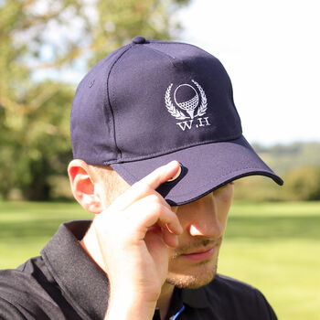 Personalised Golf Wreath Mens Cap With Golf Ball Marker, 7 of 9