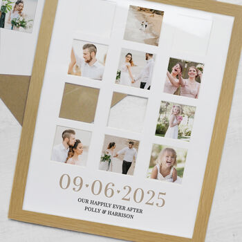 Personalised Special Date Oak Multi Photo Frame Wedding Gift, 4 of 5