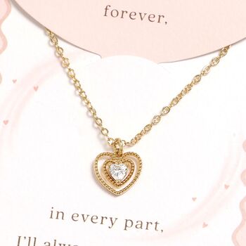 Heart Carded Necklace In Gold Or Silver, 3 of 4