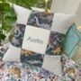 Patchwork Dinosaur Name Cushion, thumbnail 4 of 5