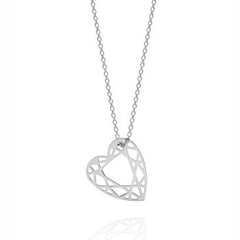 Sterling Silver Small Heart Diamond Pendant, 2 of 6