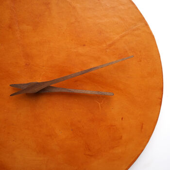 Modern Brown Leather Wall Clock, 3 of 7