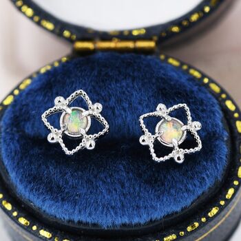 Vintage Style Opal Lace Stud Earrings, 3 of 12