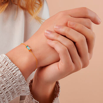 18k Gold Vermeil Birthstone Baguette Bracelet, 7 of 12