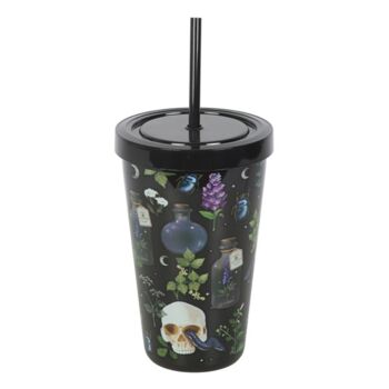 Gothic Skull Print Tumbler With Straw – Spooky Drinkware, 2 of 3