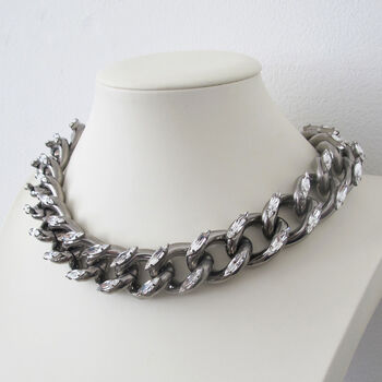 Silver Chain And Swarovski Crystal Necklace Necklace, 4 of 5