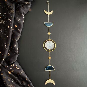 Glass Moon Phases Wall Hanging With Brass Details, 4 of 9