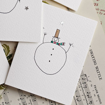 Pack Of Six Snowmen With Stars Cards, 4 of 6