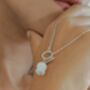 Silver White Jade Lily Of The Valley Toggle Necklace, thumbnail 1 of 12