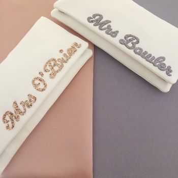 Mrs Surname Bridal Wedding Day Clutch, 2 of 10