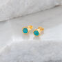 Birthstone Stud Earrings December: Turquoise And Gold, thumbnail 3 of 4