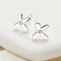Hypoallergenic Sterling First Diamond Kiss Earrings, thumbnail 1 of 6