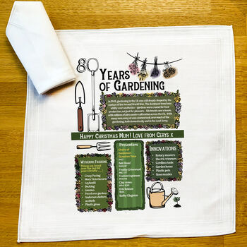 80th Birthday Gift For Gardeners Personalised Handkerchief Pair, 4 of 9