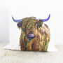 Highland Cow Colourful Pop Art Cushion, thumbnail 3 of 4
