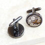 Gunmetal Rectangle Vintage Watch Cufflinks, thumbnail 2 of 3