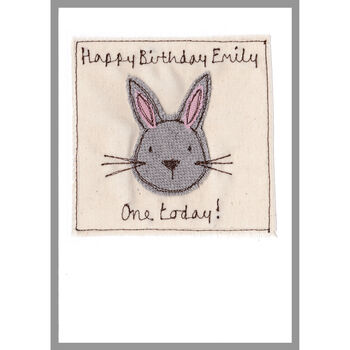 Personalised Rabbit New Baby Girl Or 1st Birthday Card, 11 of 12