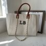 Personalised White Brown Large Chain Tote Beach Bag, thumbnail 4 of 10