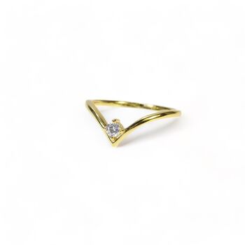 V Ring Single Cz, Rose Or Gold Vermeil 925 Silver, 2 of 10