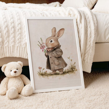 Pink Vintage Bunny Girl Nursery Print, 6 of 7