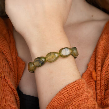 Olive Green Chunky Bead Stretch Bracelet, 3 of 5