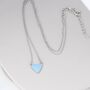 Sky Blue Enamel Heart Necklace In Sterling Silver, thumbnail 4 of 9