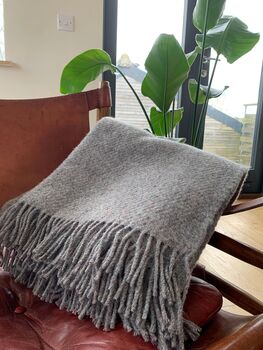 Recycled Wool Blanket Grey Made In Britiain, 4 of 8