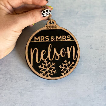 Mr And Mrs Christmas Decoration With Personalised Name, 4 of 5