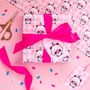 Gingham Party Panda Wrapping Paper With Tags, thumbnail 1 of 8