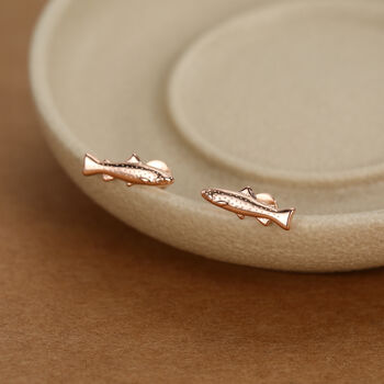 Sterling Silver Trout 16 G Flat Back Labret Earrings, 2 of 12