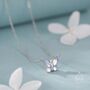 Sterling Silver Simulated Moonstone Butterfly Necklace, thumbnail 2 of 12