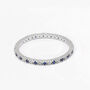 Thin Silver Stacking Ring For Women With Blue Stones, thumbnail 4 of 6