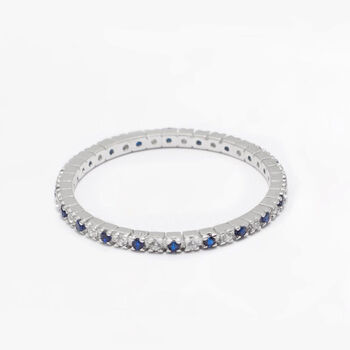 Thin Silver Stacking Ring For Women With Blue Stones, 4 of 6