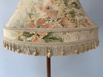 Vintage Floor Lamp / Fringed Floral Shade, 3 of 5