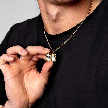 Men's Small Howlite Dog Tag Locket Gold, 8 of 9