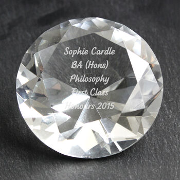 Engraved Diamond Crystal Paperweight Graduation Gift, 3 of 4