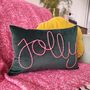 Jolly Embroidered Velvet Christmas Cushion, thumbnail 1 of 3