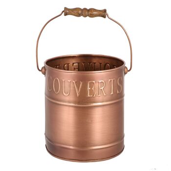 Country Kitchen Copper Cutlery Caddy Bucket, 2 of 8