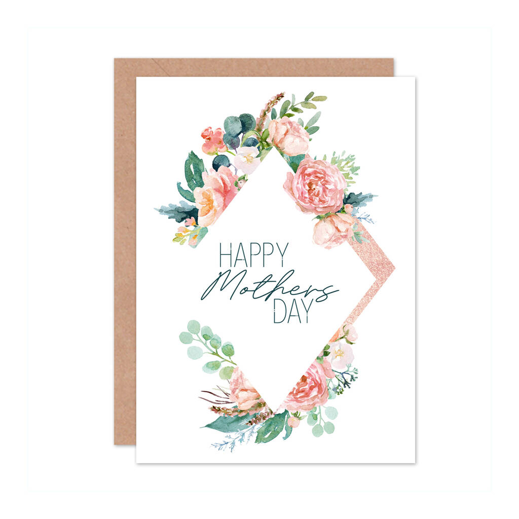 Geometric Floral Mothers Day Card By Wee Blue Coo