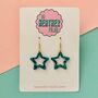 Teal Glitter Star Earrings, thumbnail 1 of 2
