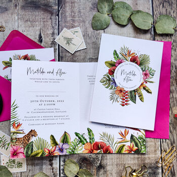 Tropical Folded Wedding Invitation Suite, 7 of 8