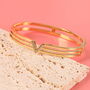 Gold Plated Crystal V Line Harmony Bangle Bracelet, thumbnail 11 of 11