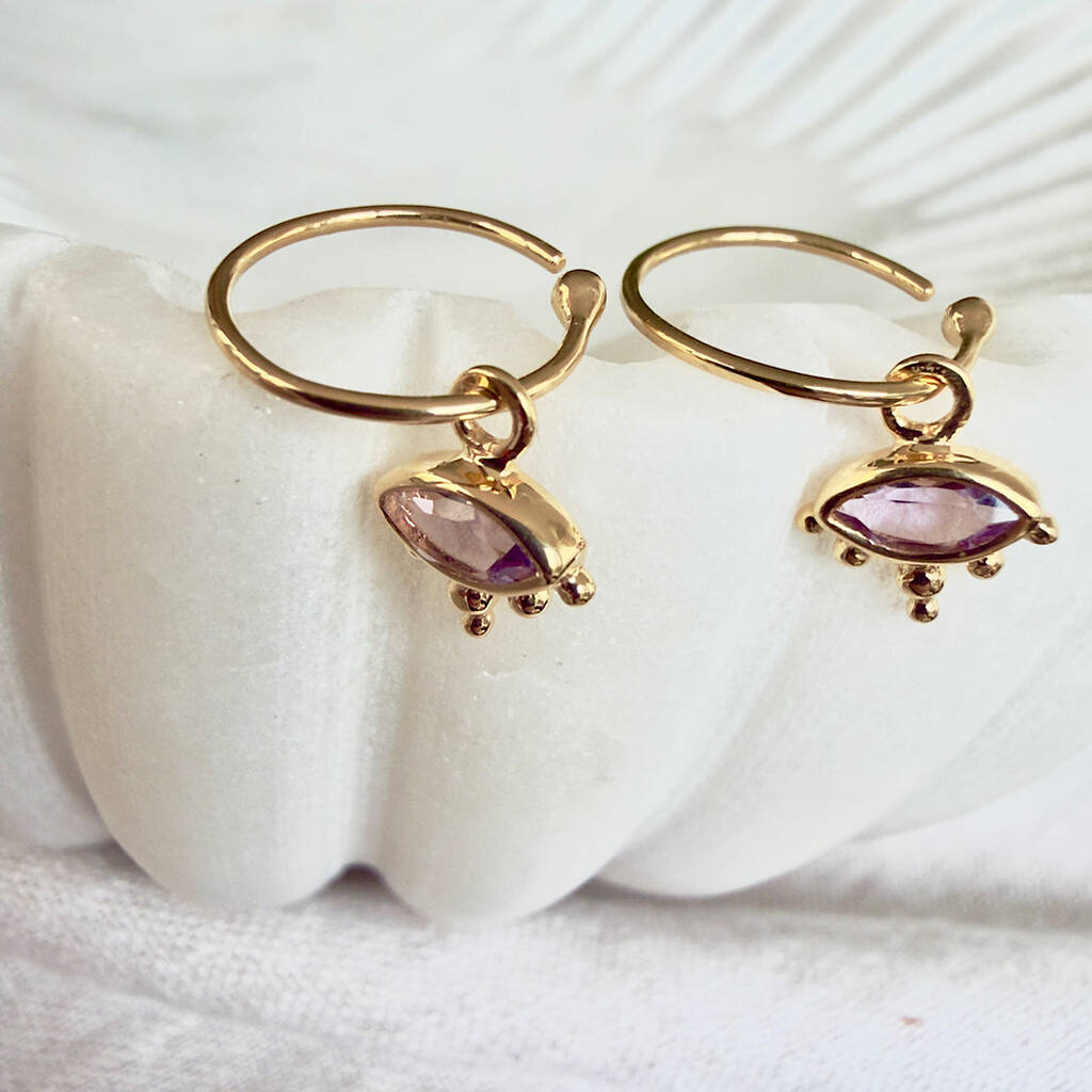Third Eye Amethyst Hoops, 1 of 7