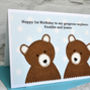'Bears' Personalised Twin Boys New Baby / Birthday Card, thumbnail 2 of 3