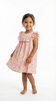 Edith Pink Floral Frill Dress, 8 of 9