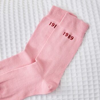 Personalised Birth Year Pink Socks, 2 of 4