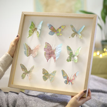 Nine Personalised Map Location Butterfly Wall Art, 3 of 10