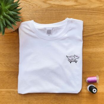 Skateboard Dinosaur Embroidered T Shirt, 2 of 7