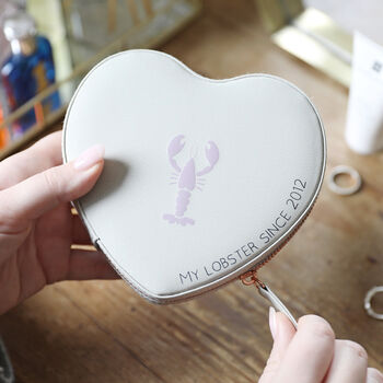 Personalised 'My Lobster' Heart Travel Jewellery Case, 6 of 7
