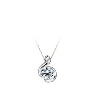 White Gold Cubic Zirconia Swirl Pendant, 3 of 4